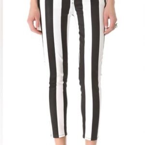 7 For All Mankind Black and White Striped Pants
